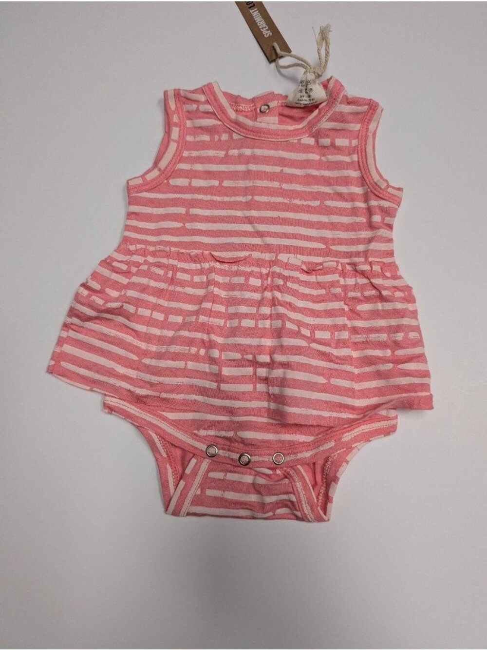 SpearmintLOVE Pink & White Stripe Skirted Bodysuit 3-6 Bamboo Baby Romper